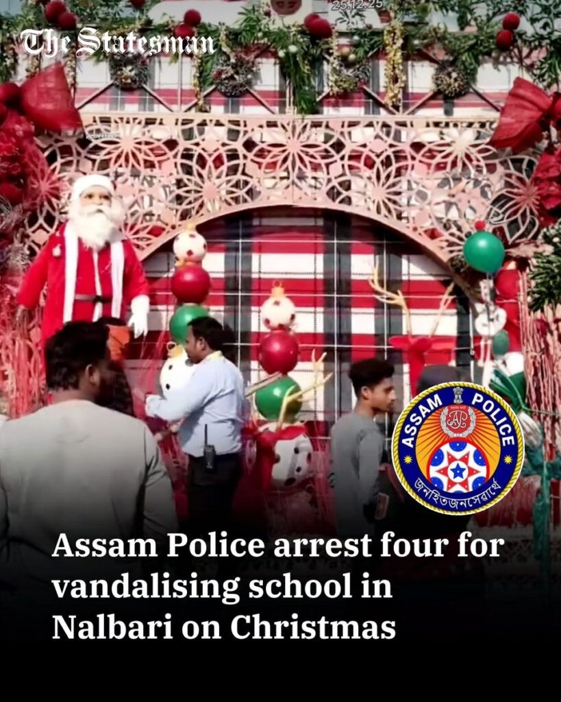 Assam arrests after Christmas decorations vandalised